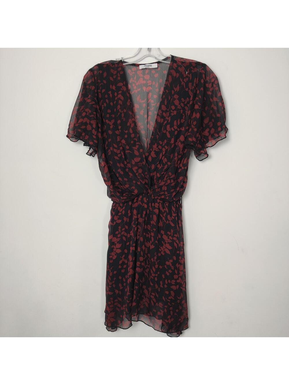 Runway Paris Black Red Floral Sheer Tie Waist Dress Whimsigoth Sheer Floral